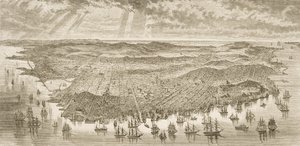 Vue aérienne de San Francisco, 1875, tirée de 